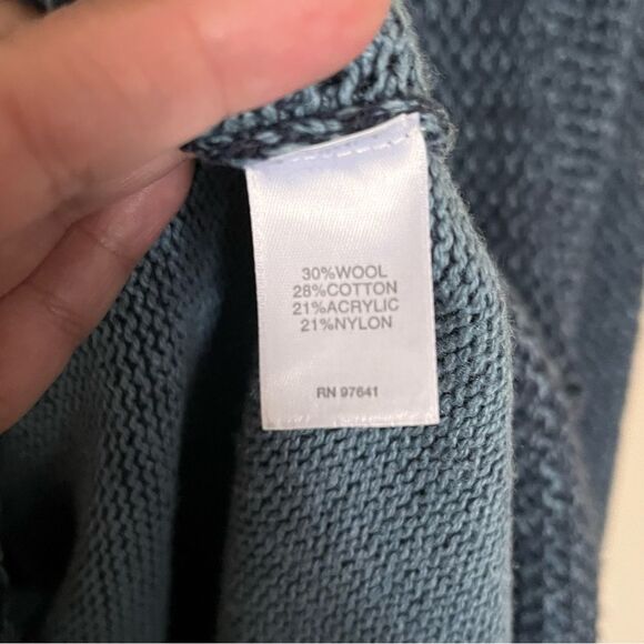 J. Jill Wool Blend Blue Knit Duster Cardigan Sweater with Tassel Ties Size Small - Picture 11 of 12